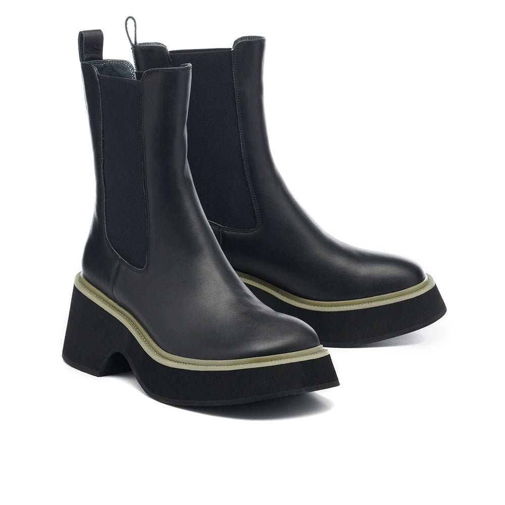 MISS 21 x RAY CHU 自我-前衛牛皮切爾西大頭厚底短靴