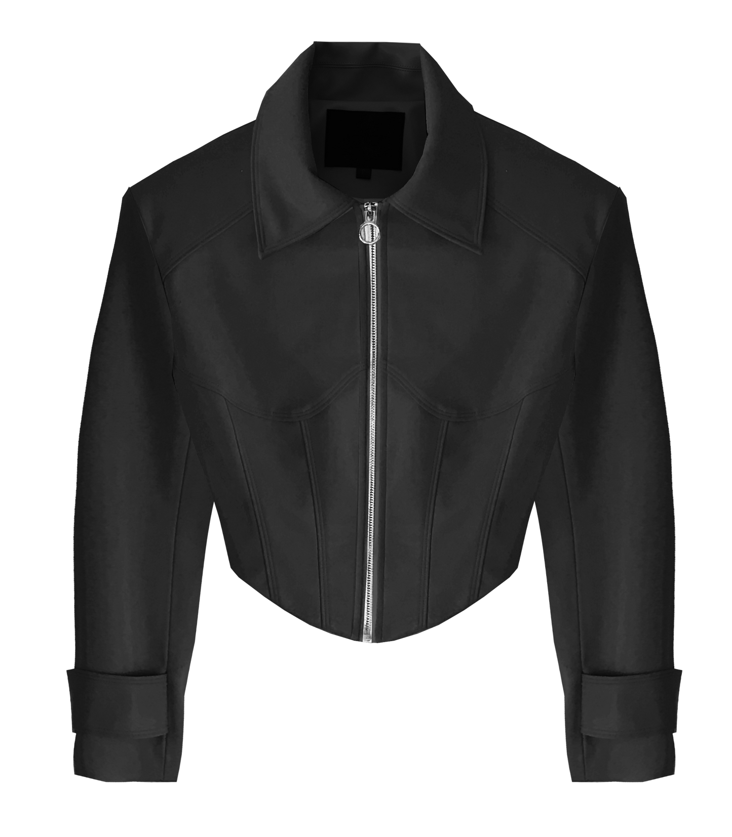 VEGAN LEATHER CROPPED CORSET JACKET