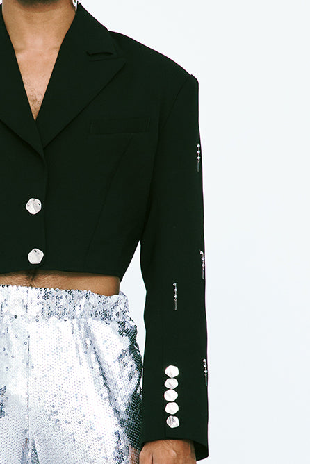CROP BLAZER WITH SLEEVES DETAIL