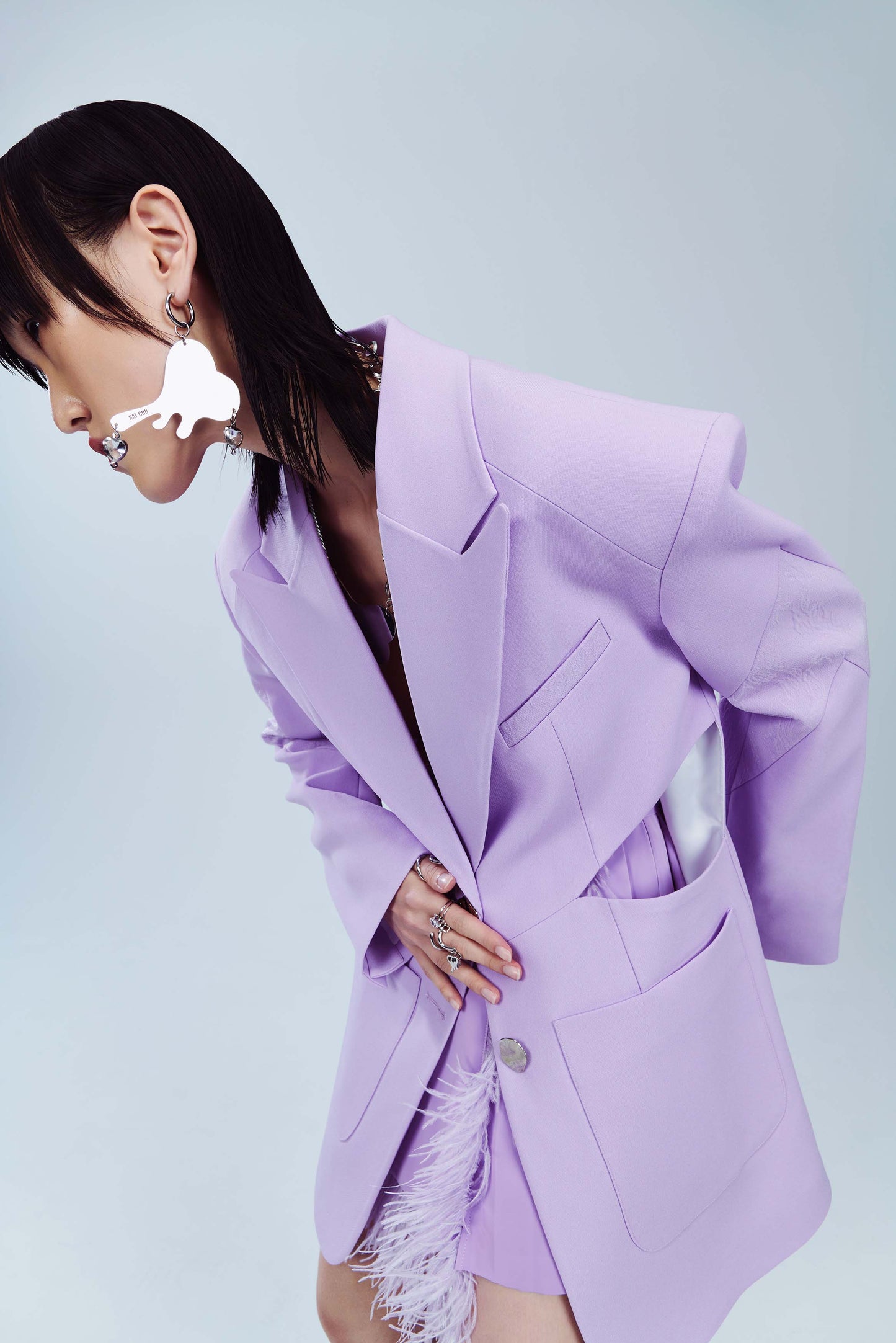 MIRROR MELTING HEART EARRING / SINGLE