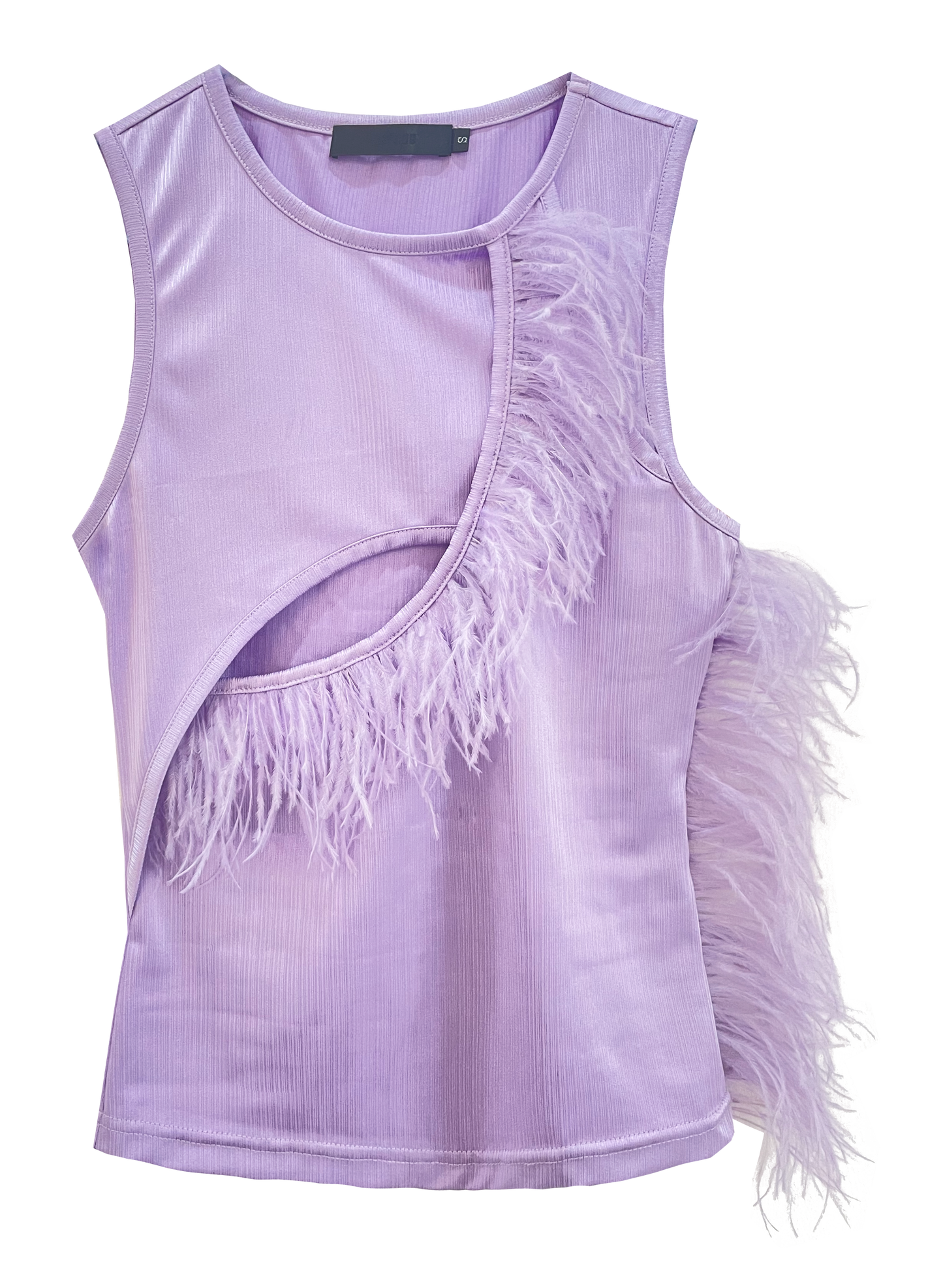 OVERLAPPED TANK TOP WITH FEATHERS