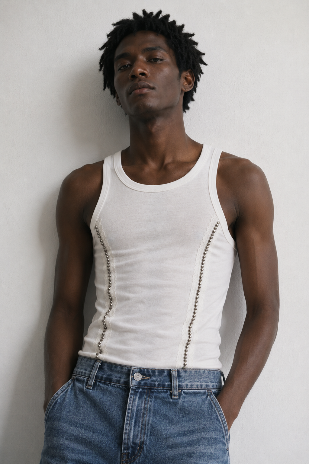 Lace Studs Trim Cooling Effect Tank Top