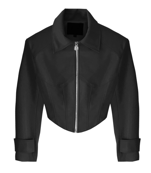 VEGAN LEATHER CROPPED CORSET JACKET