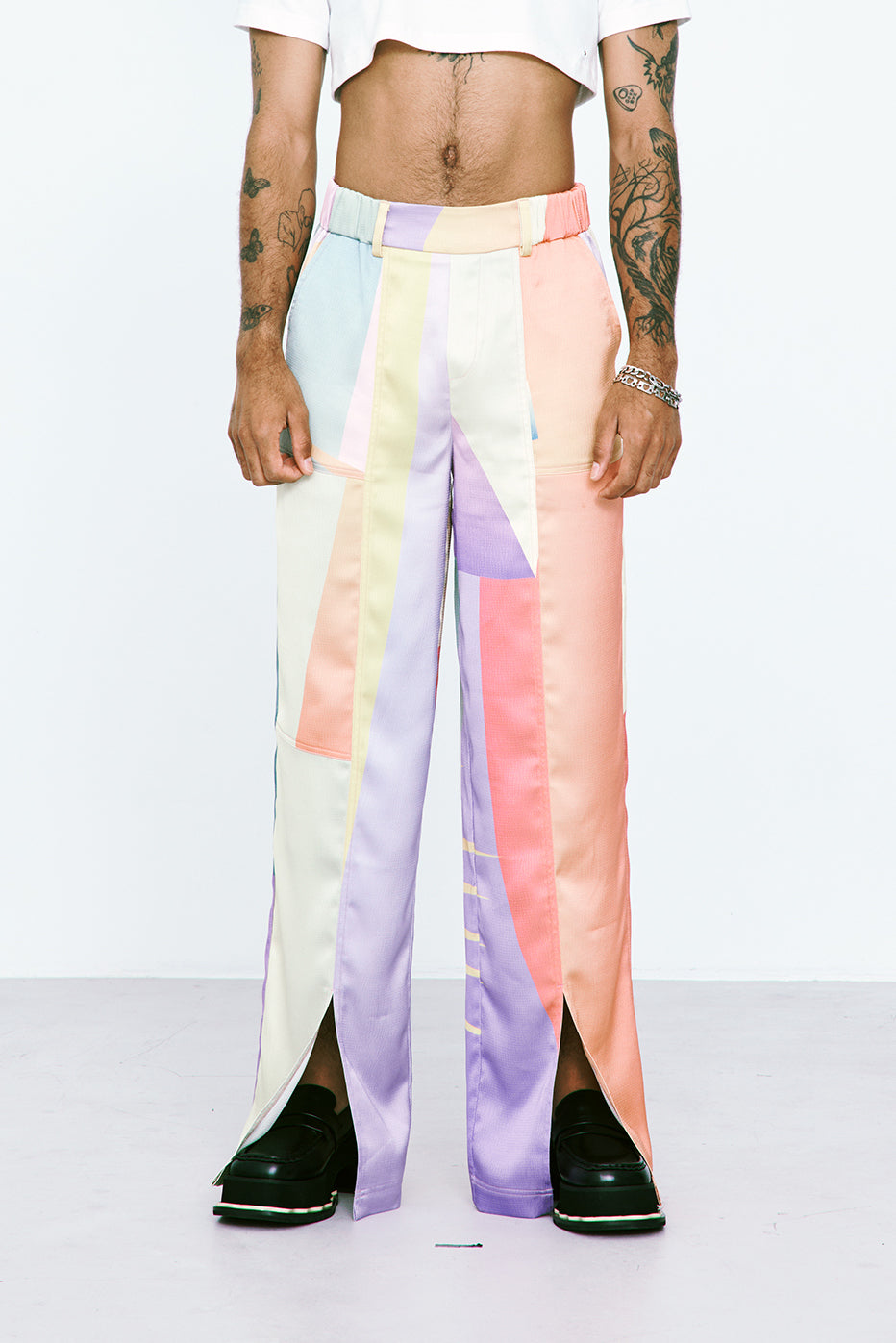 "Sunset" Printed Silky Pull-on Pants
