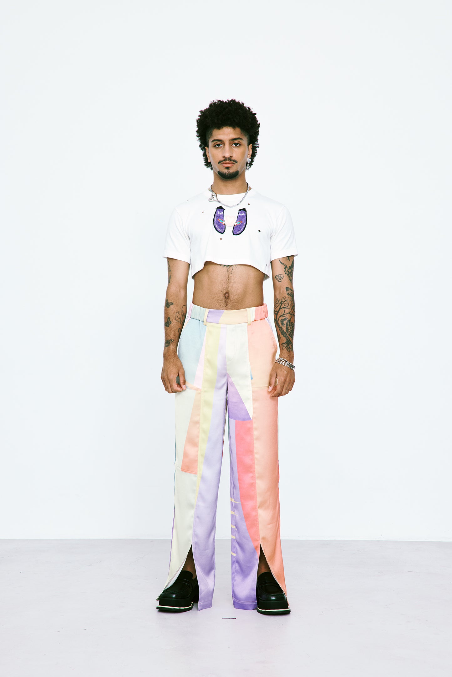 "Sunset" Printed Silky Pull-on Pants